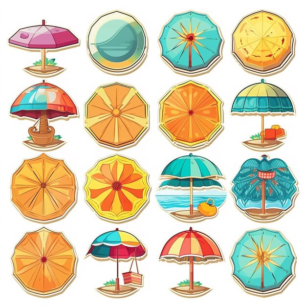 a close up of a bunch of umbrellas on a white background generative ai