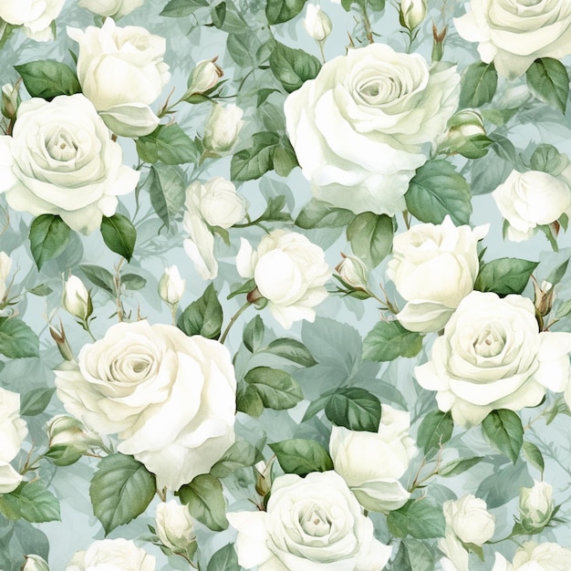 A close up of a bunch of white roses on a blue background generative ai