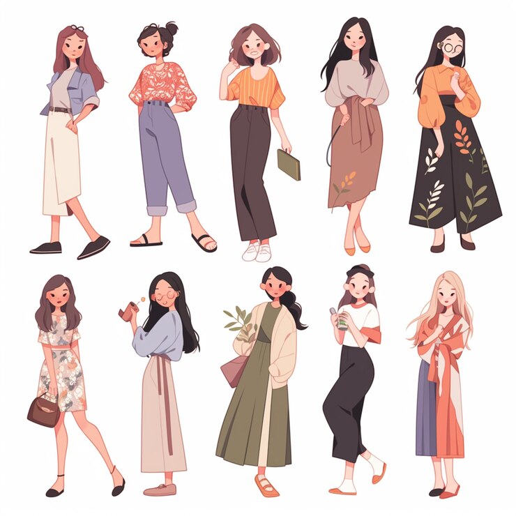 Photo 異なる服装を着て立っている女性たちのクローズアップ ai generative