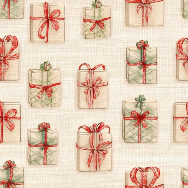 Photo a close up of a bunch of wrapped presents on a table generative ai