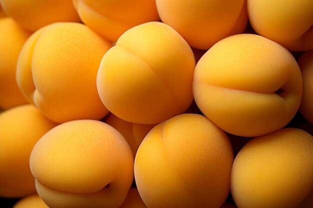 A close up of a bunch of yellow apricots sitting on top of each other generative ai