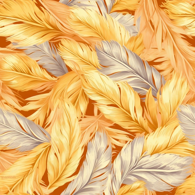 a close up of a bunch of yellow and white feathers generative ai