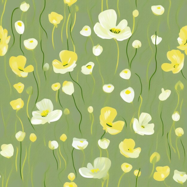 a close up of a bunch of yellow and white flowers generative ai