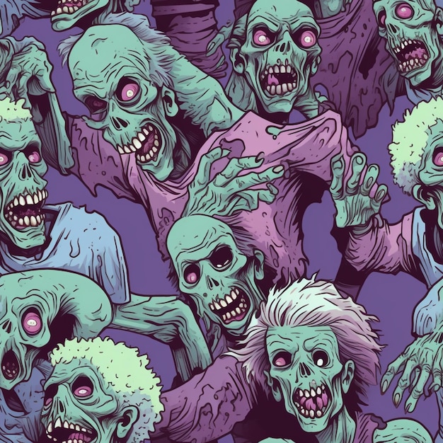 a close up of a bunch of zombies with their hands in the air generative ai