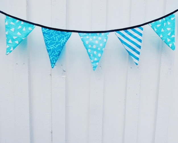 close-up of bunting against wall