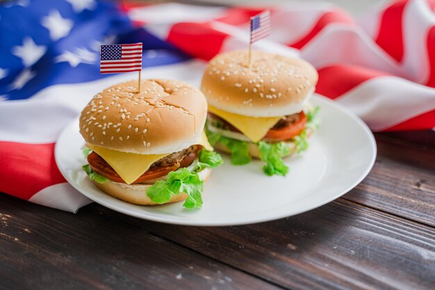 Close-up of burger in plate on table