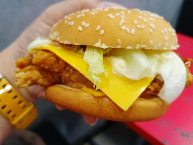 Close-up of burger on plate