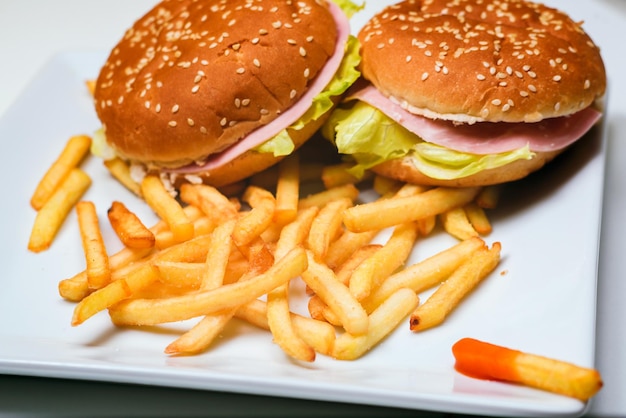 Close-up of burger on plate