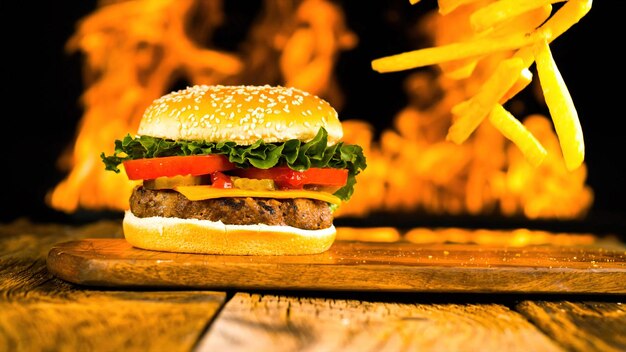 Close-up of burger on table