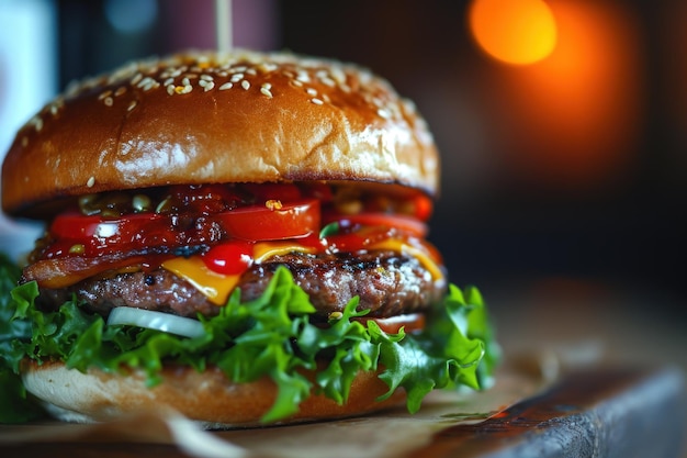 Photo a close up of a burger