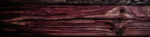 Close Up Burgundy Textured Wood Background Panoramic Banner Generative AI