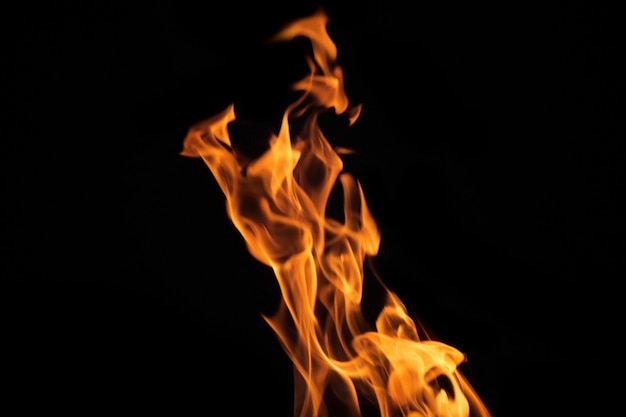 Close up burning flames on black background for graphic design\
or wallpaper