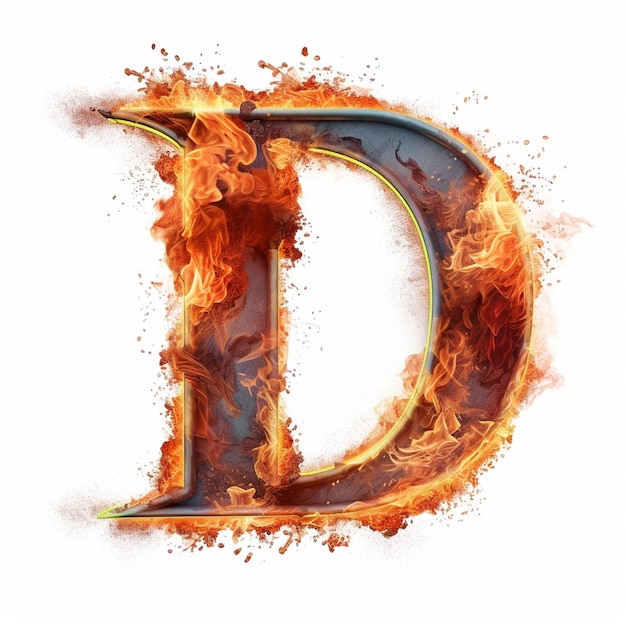 Premium AI Image | A close up of a burning letter d on a white ...