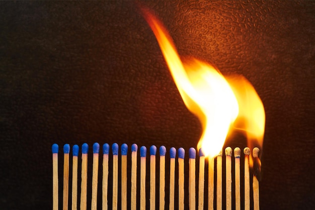 Close-up of burning matchsticks