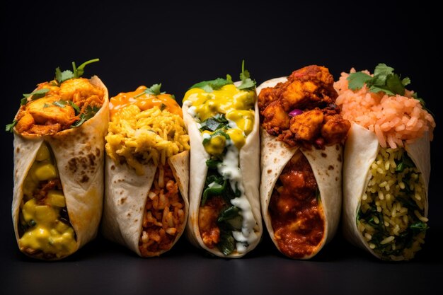 Photo close up burrito assortiment