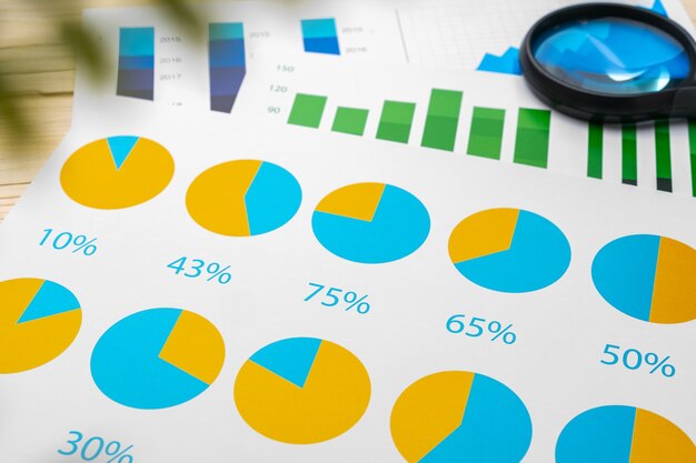 Close up of business graph analysis document