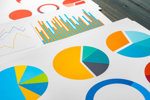 Close up of business graph analysis document