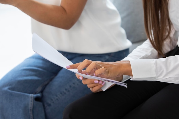 Close up business people with documents