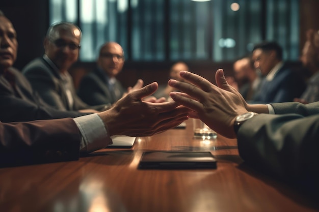 Close up of a businessman hands during a meeting