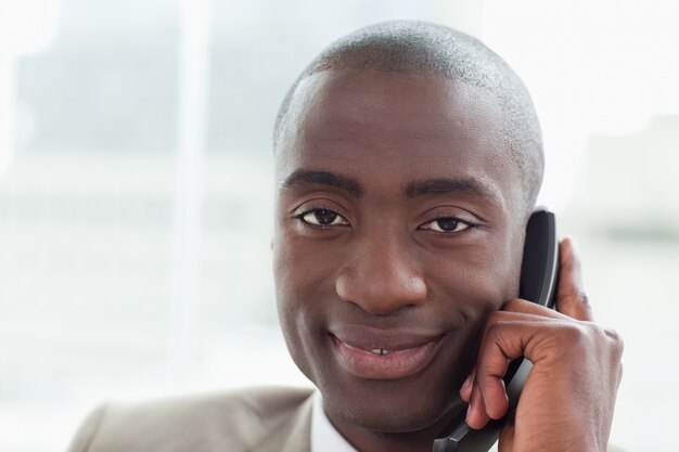 Close up of a businessman on the phone