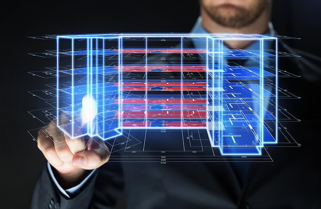 close up of businessman with virtual projection