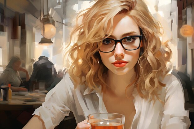 Close up of businesswoman in coffee shop