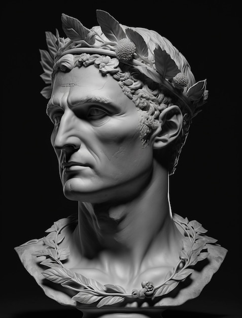 A close up of a bust of a man with a crown on his head generative ai