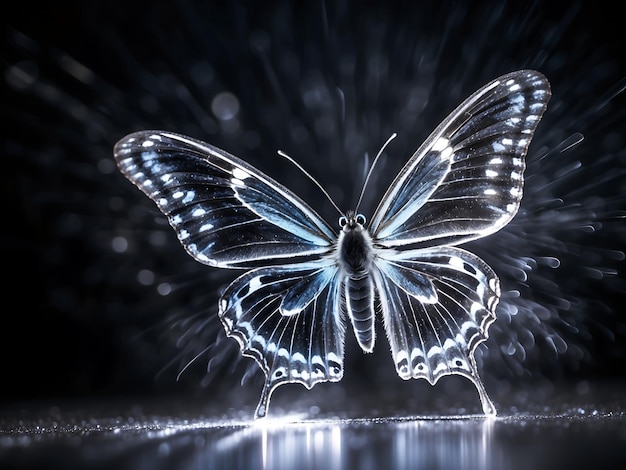 Photo close up butterfly on black background