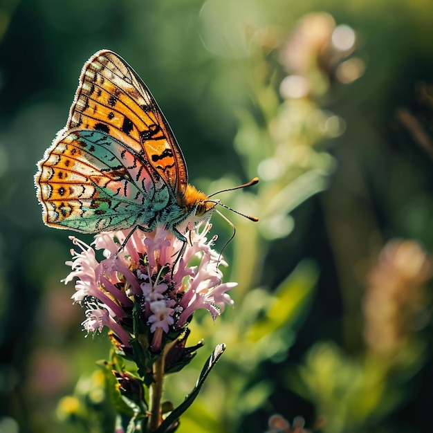 a close up of a butterfly on a flower