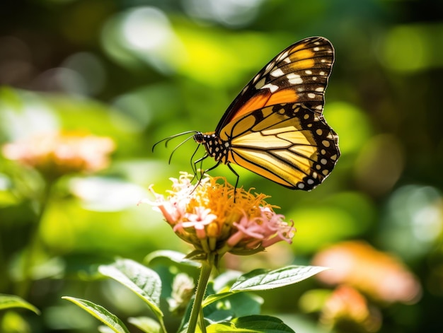 close up of a butterfly on a flower