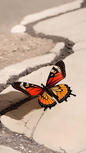 Close up of a butterfly on the ground