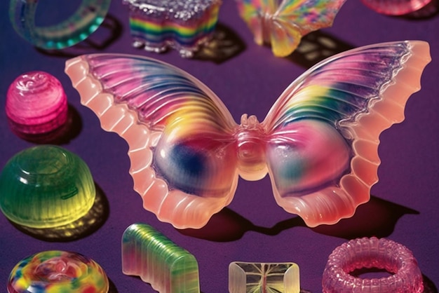 A close up of butterfly shaped plastic toy generative ai