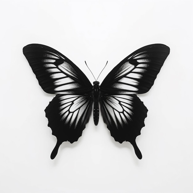 A close up of a butterfly on a white surface with a white background generative ai