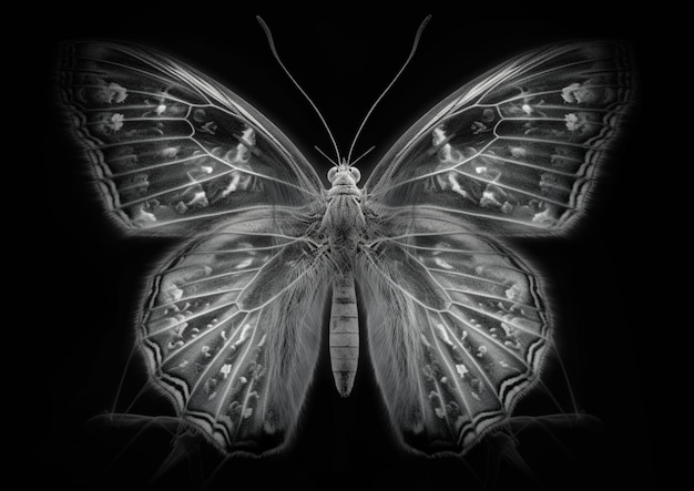 A 검정색 배경 생성 인공 지능으로 나비의 클로즈업