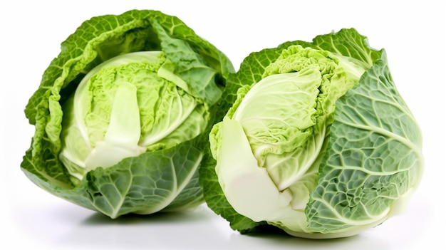 A close up of cabbages on a white background