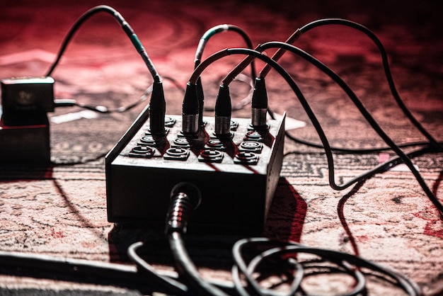 Photo close-up of cables on flooring