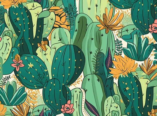 A close up of a cactus plant with many different colors generative ai