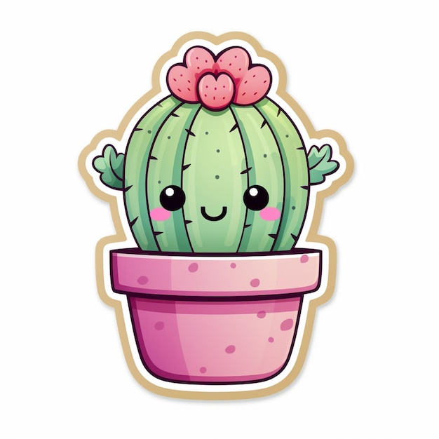 Photo a close up of a cactus with a bow on its head generative ai