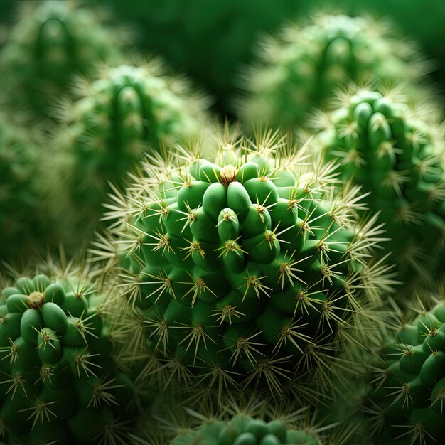 Photo a close up of a cactus with many green flowers