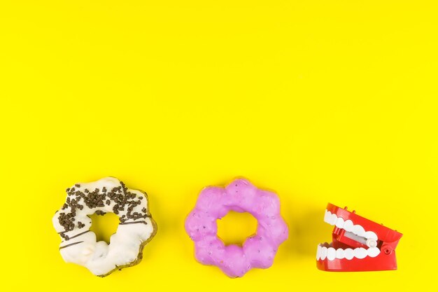 Close-up of cake against yellow background