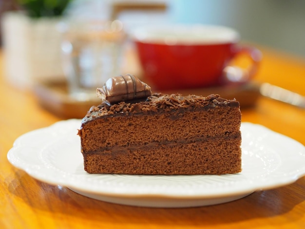close-up of cake in plate on table