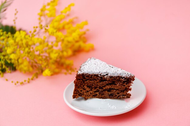 Close-up of cake in plate on table