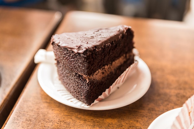 close-up of cake in plate on table