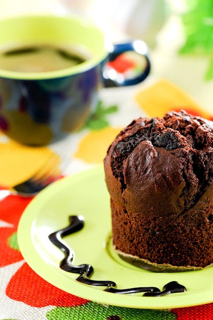 Close-up of cake slice in plate on table