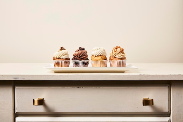 Photo close-up of cake on table against wall