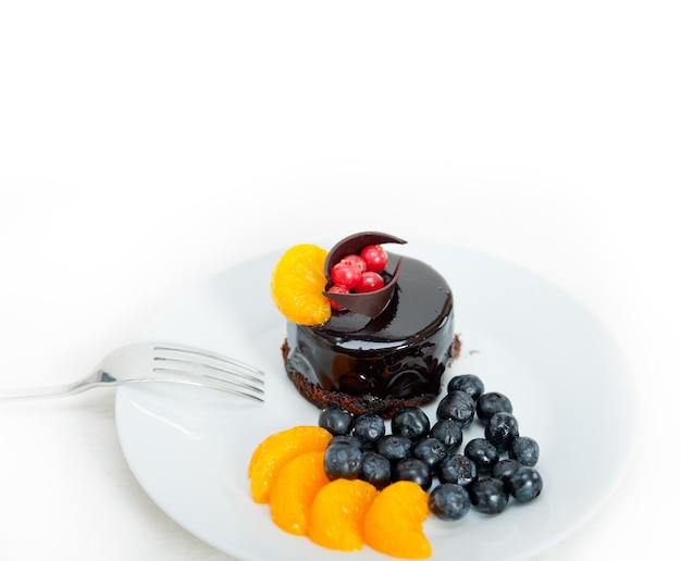 close-up of cake on white background