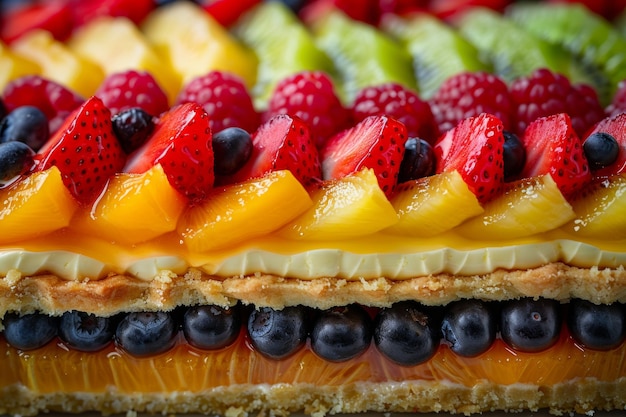 Foto prossimo piano di una torta con frutta