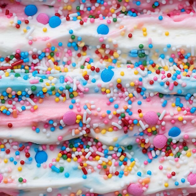 a close up of a cake with sprinkles and colored sprinkles generative ai