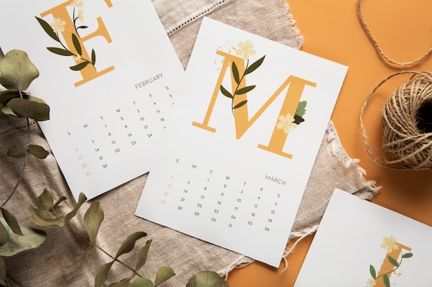 close up on calendar design