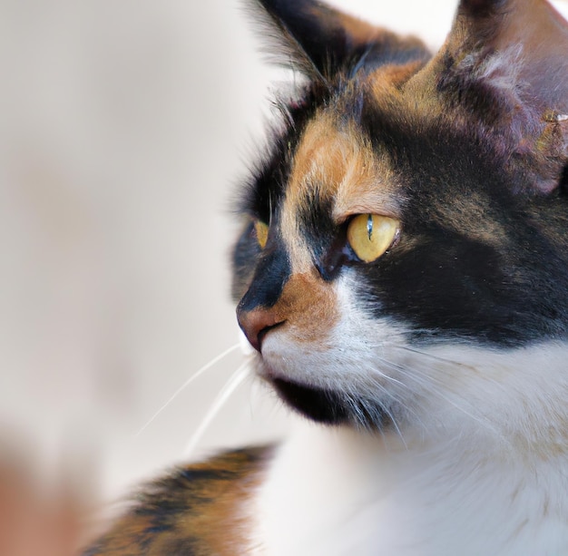 Close up of calico cat created using generative ai technology